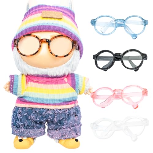 5pcs Doll Glasses 5 Colors Plastic Dress up Eyeglasses for lububu(No Doll)