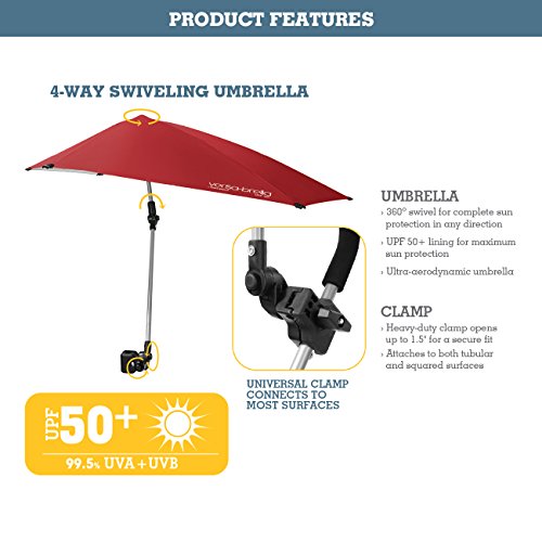 Sport-Brella Versa-Brella 4-Way Swiveling Sun Umbrella (Firebrick Red), Regular #TOP3