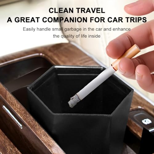 Image of Car Trash Can with Lid, Mini Leakproof Fragrance Vehicle Cup Holder Garbage Bin for Console Door, Small Portable Auto Interior Dustbin Organizer Accessories, Universal Fit (Silver)