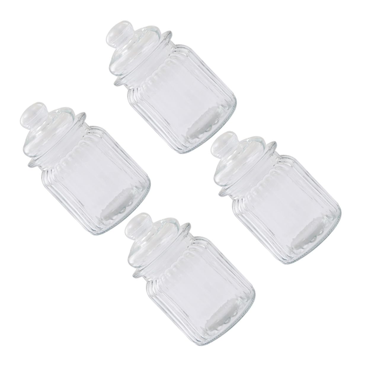 SECFOU 4 Stück Teiliges Glas Vorratsglas Transparent Multifunktionale Aufbewahrungsbehälter für Küche und Haushalt Luftdichte Lebensmittelbehälter für Gewürze Kaffee und Snacks