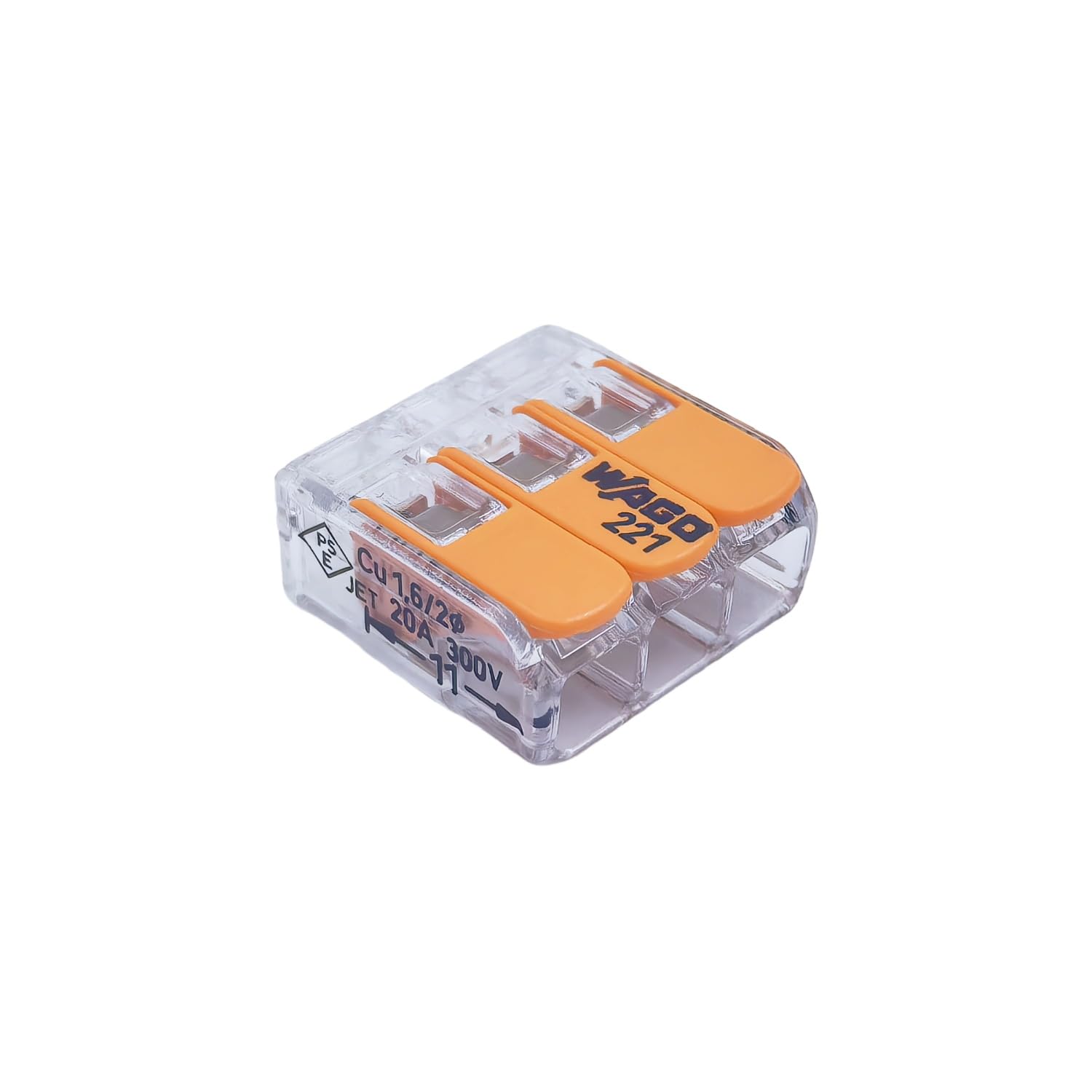 WAGO 221-413 3-Hole Spring Type Terminal Block 4MM ² Wire Connector with Operating Rod?Box of 50PCS?