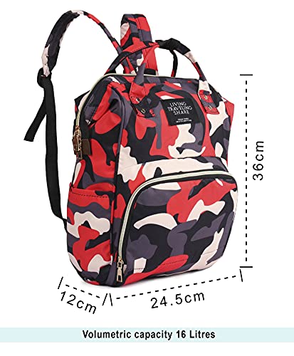Image of Chinmay Kids Baby Diaper Backpack for New Born Baby Mother /Mom Stylish Polyester Organizer Bag for Casual Travel Outing & Traveling (Red Grey)