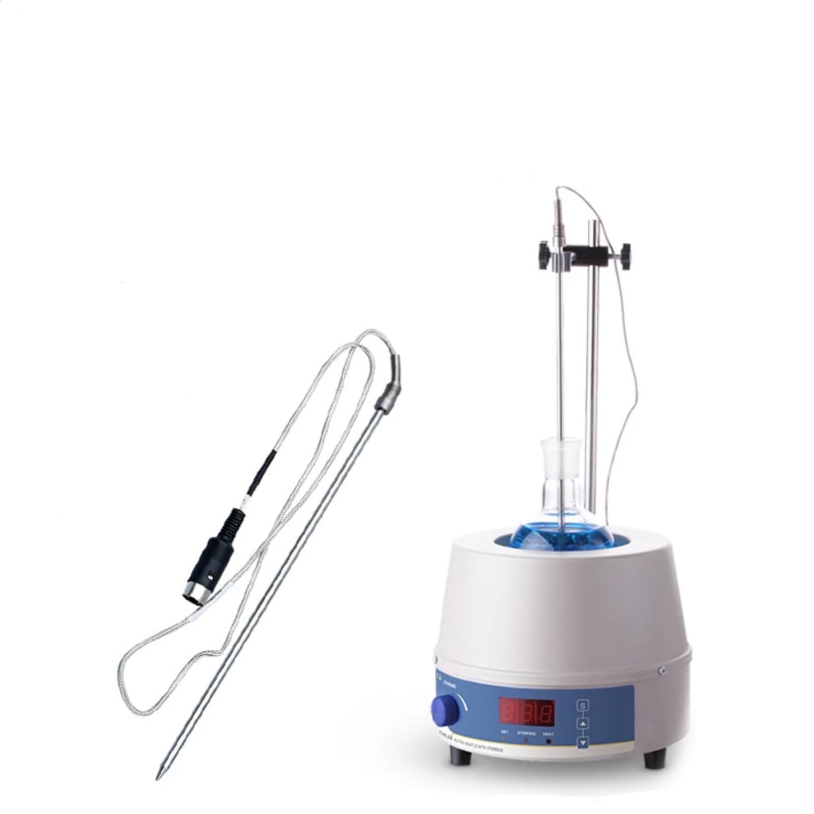 Manto calefactor eléctrico con pantalla digital, temperatura máxima de 380 °C, agitador magnético, para uso en laboratorio de 250-2000 ml