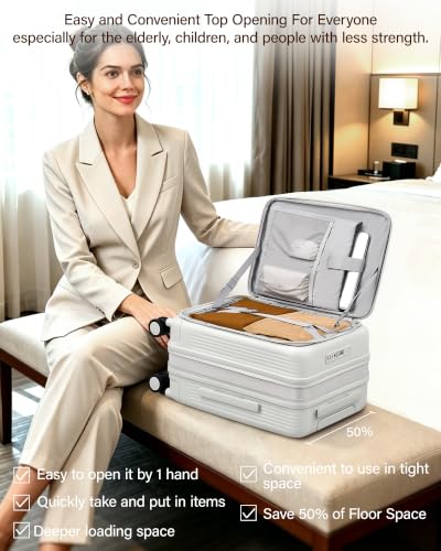 Hanke Top Opening 20" Bagage à main extensible à coque rigide Blanc fumé – Image 3