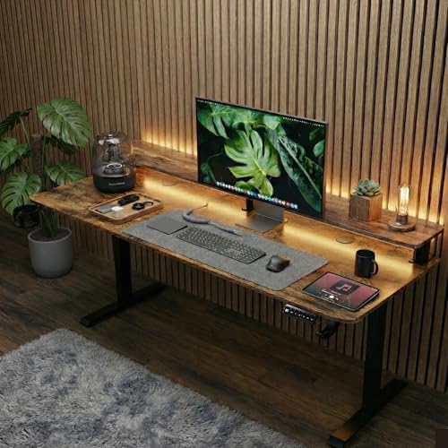 Momentum Electric Height Adjustable Standing Desk with Monitor Ri...