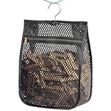 KOOZTI Mesh Clothespin Bag for Clothesline Outdoor, Clothes pin Bag with Zipper Closure, Large Opening, Large-Capacity Clothespin Storage Organizer with Hooks, Use YKK Zipper