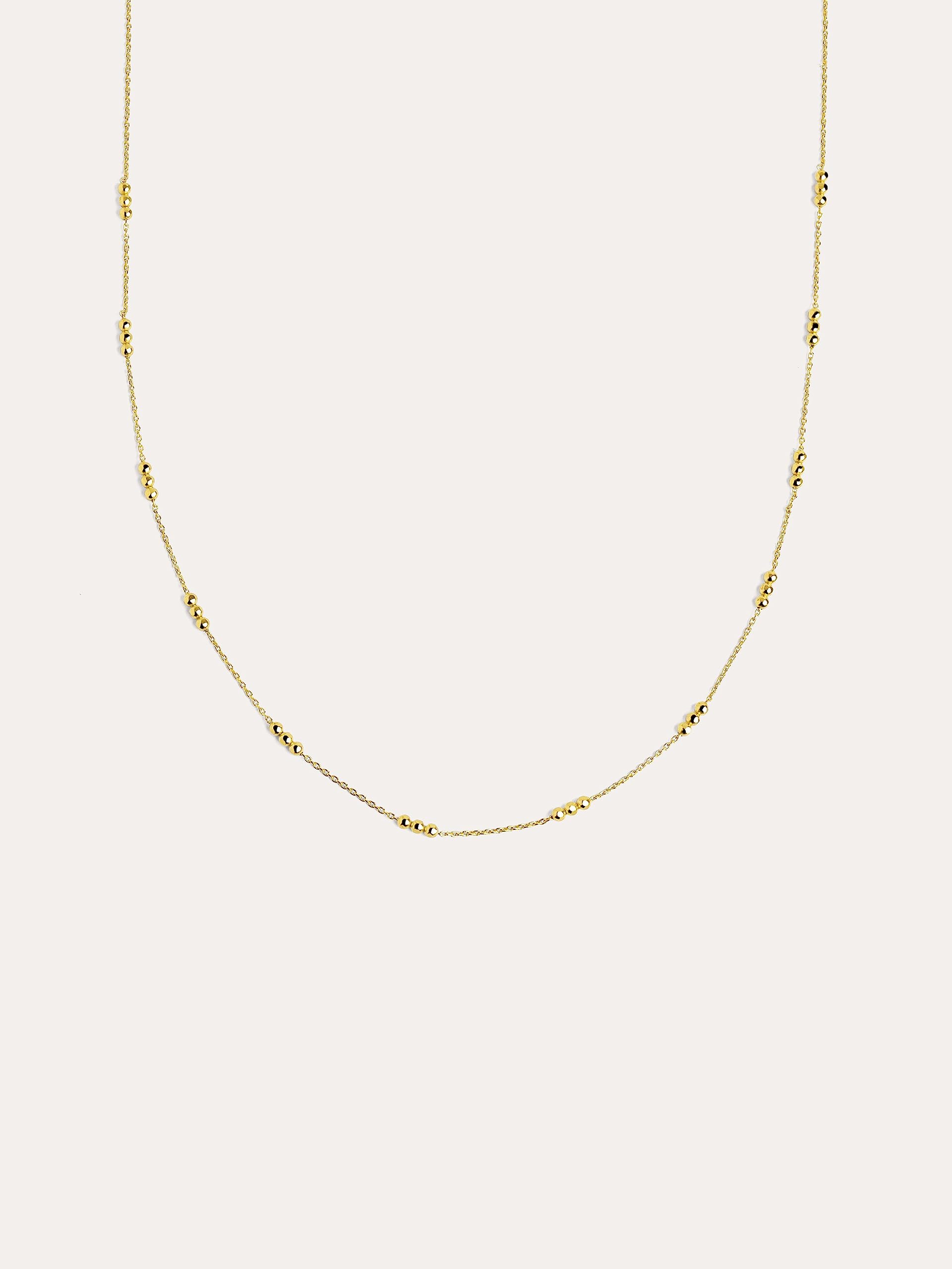 SINGULARU - Collana Triple Dots. Catena con Sfere in Argento Sterling 925 con Finitura Placcata Oro 18Kt. Gioielli da Donna