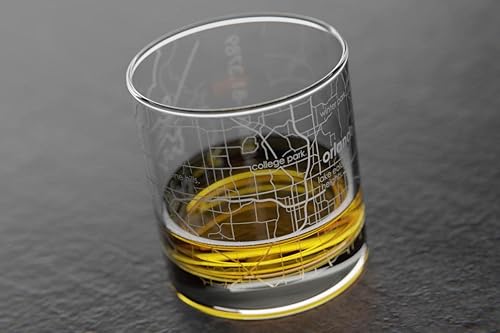 Vista 383 de Well Told Vaso grabado de Washington DC Map Rocks, vidrio de whisky antiguo (11 onzas, transparente), regalo para los amantes del whisky 147-Claro