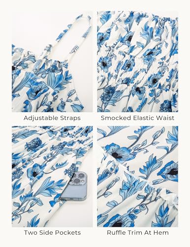 GRACE KARIN Summer Dresses for Women 2026 Vacation,Smocked Floral Maxi Dress,Boho Beach Sundress with Pocket Fashion Clothing - Image 6