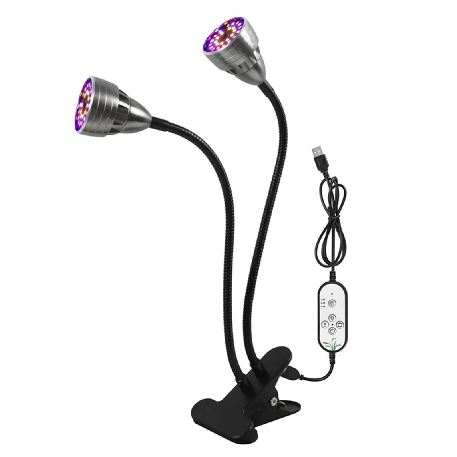 Lampada LED for la crescita a spettro completo 5V USB con staffa for piante da interno, fiori, piantine, tenda VEG, lampada fito,Risparmio energetico(2 head)