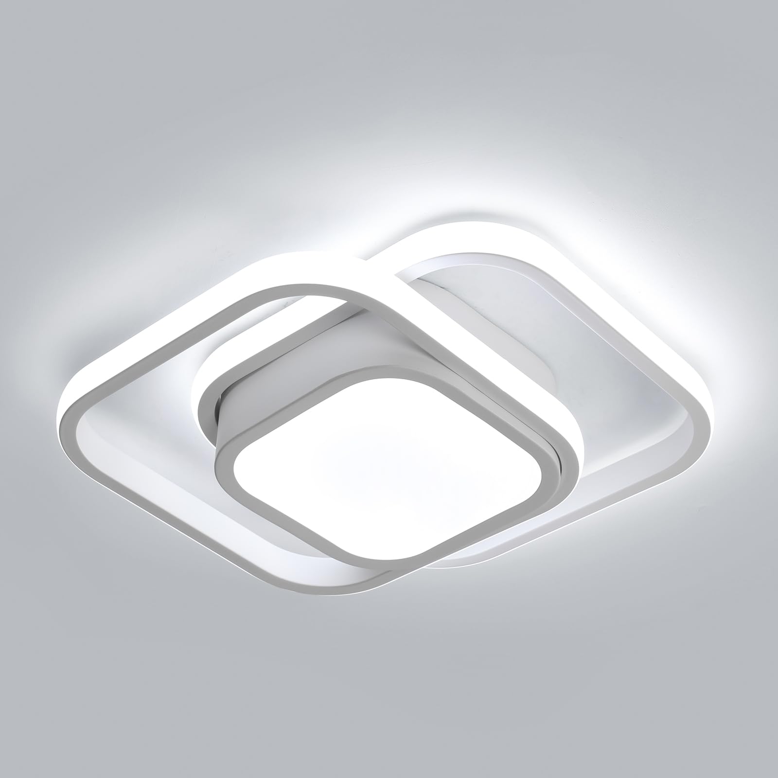 Osairous Plafoniera LED Soffitto Moderna 32W 3840LM Lampadario Soggiorno 6500K Bianco Fresco Quadrato Design Minimalista Plafoniera per Cucina Corridoio Soggiorno Stanza da Letto