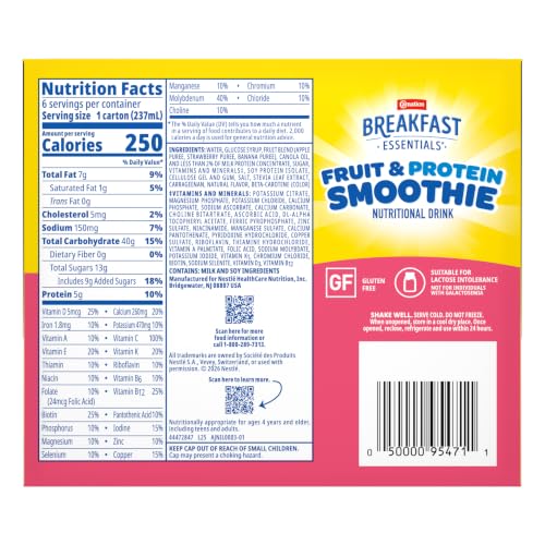 Image of Carnation Breakfast Essentials Fruit & Protein Smoothie, Strawberry Banana