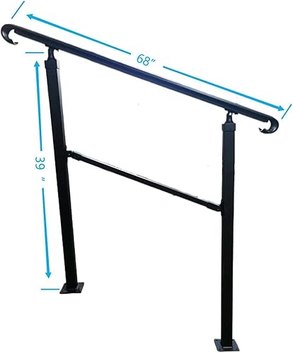 Miniatura 3 de Barandilla de escalera de mano para exteriores, para pasamanos de transición de 1 a 5 escalones para escalones al aire libre, pasamanos de aleación