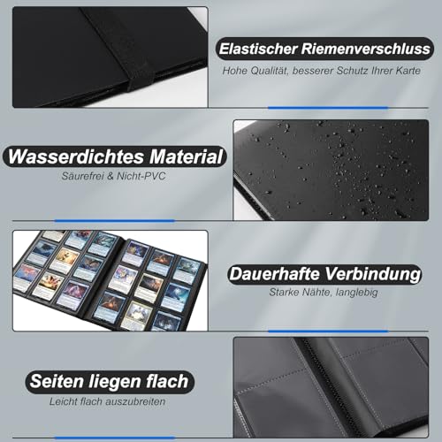 Mlikero Sammelalbum Karten, 360 Seitentaschen groß Sammelkarten Album, Sammelheft Sammelkarten Ordner Geschenk für Karten Sammler und Kinder Geburtstag (Schwarz)