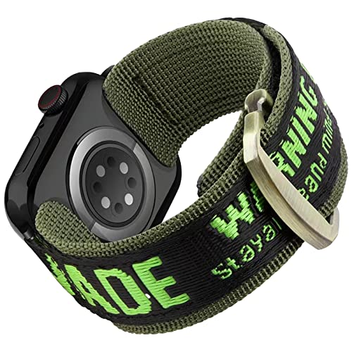 Acecinio Correa Trenzada, Ajustable Nylon Correas para Apple Watch 44mm 42mm 45mm, Respirable Loop Deportiva Band con Sujetadores de Hook y Loop Cinta para iWatch SE Serie 7 6 5 4 3 2 1,Verde-Luminoso Cover