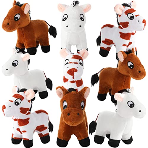 9 Pack Horse Stuffed Animals Horse Plush Toy Standing Stuffed Horse 4 Inch Mini Plush Horse With Detachable Chain For Animal Theme Party Birthday Decoration Supplies (Cute Style) #TOP6