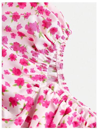 Floerns Girl's Boho Puff Short Sleeve Square Neck Floral Print A Line Dress3