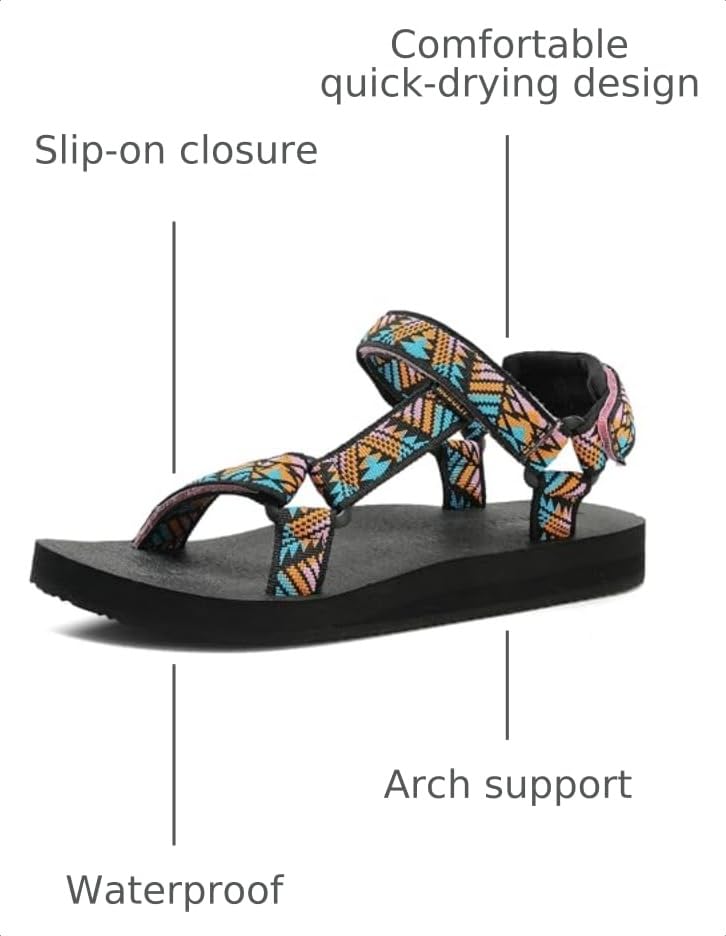 Image of Women's Original Sandals Comfortable Quick-Drying Casual Sport Sandal Walking Hiking Water Sandals With Arch Support