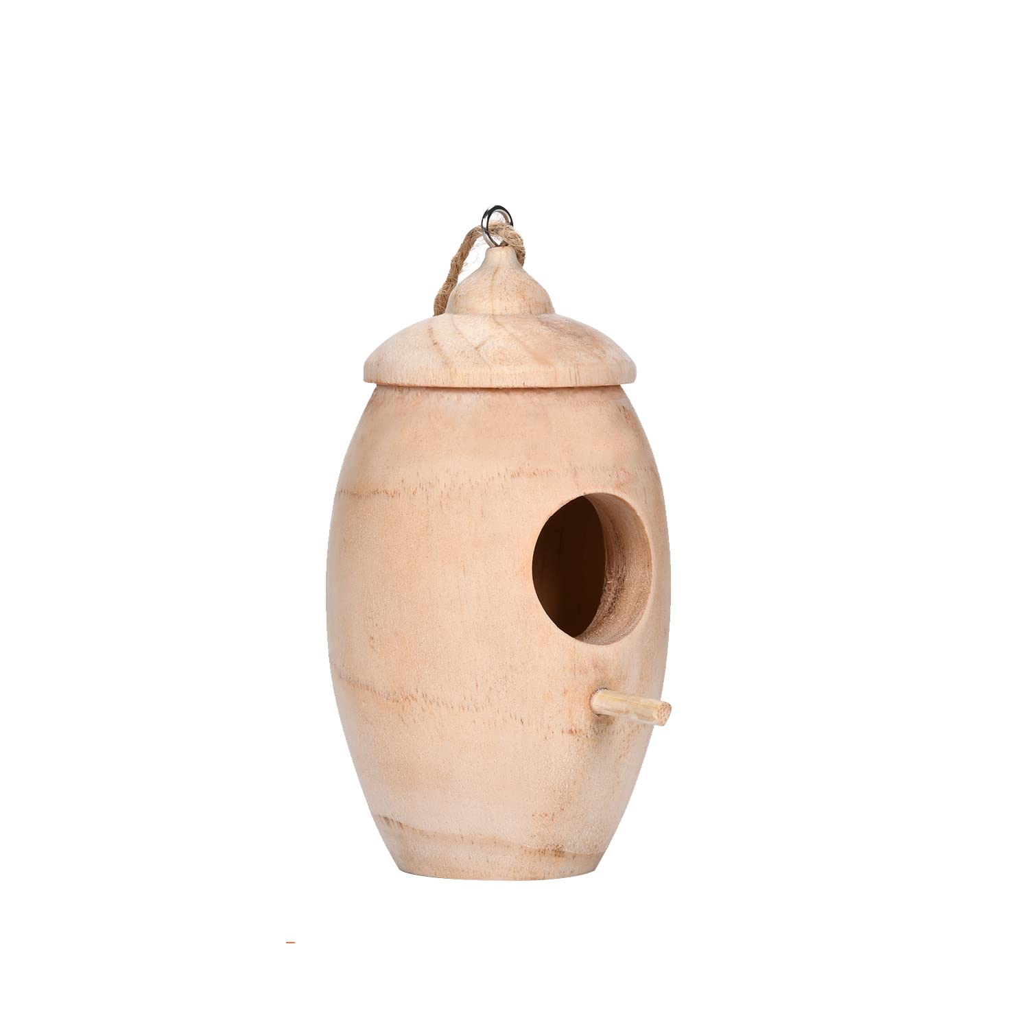 LICHENGTAI Nido Jaula Pájaros, Birdhouse de Madera Maciza Birdhouse Artesanía de Madera Nido de Pájaros, Nido Pajaros Exterior Colgante, Jaula De Nido De Paja Tejida A Mano para PáJaros