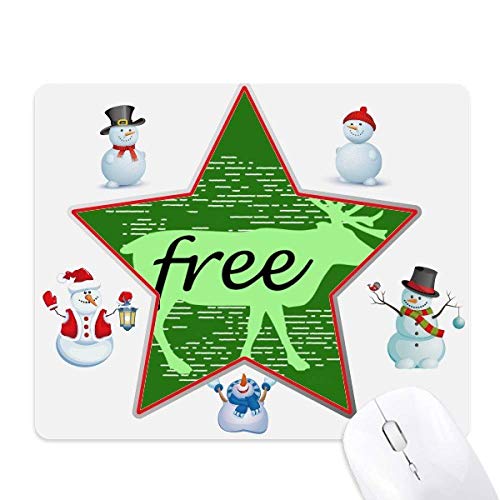 Tapis de souris Silhouette Cerf Noir en Tissu Premium Étoiles de Noël