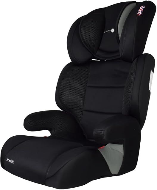 Cozy N Safe Apache Group 2 3 (4- 12 years old) Highbacked Booster Child Toddler Car Seat with ECE R44/04 Certification- Black/Grey