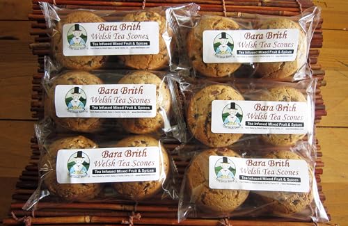 Bara Brith Welsh Tea Scones - Box of 6 Packages - 2 Scones per Package - 12 Scones in All