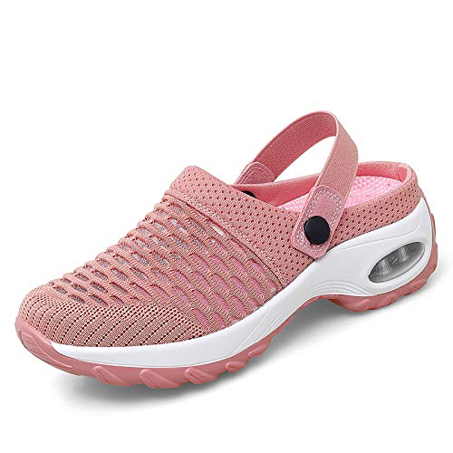 Image of Trsorini Mules Clogs for Women Summer Air Cushion Platform Mesh Mules Sneaker Sandals for Female Lightweight Beach Shoes Outdoor Slippers Walking Shoes