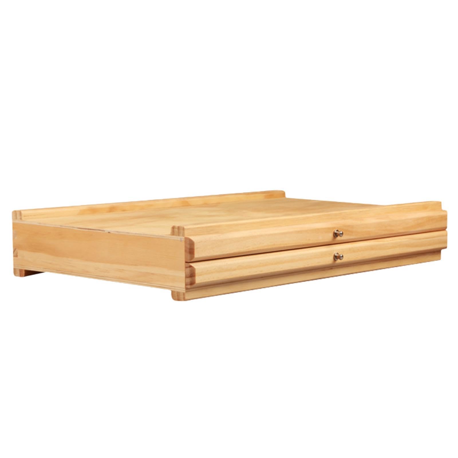 Boîte de rangement en bois pour matériel d'artiste, avec tiroir et compartiments, idéale pour organiser efficacement les fournitures artistiques, Couleur bois, 2 tiroirs