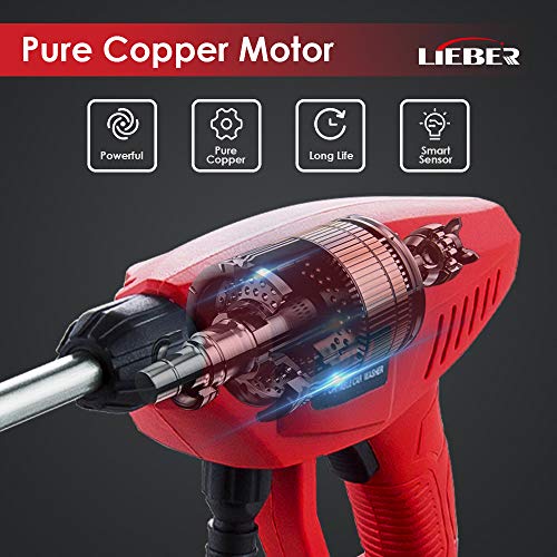 Battery Powered Pressure Washer, Lieber 21V Cordless Portable Power Cleaner 3Ah 410 PSI/ 2800KPA Power Washer Electric Pressure Washer for Car, RVs Boats or Home Projects - 6 in 1 Nozzle (Red)