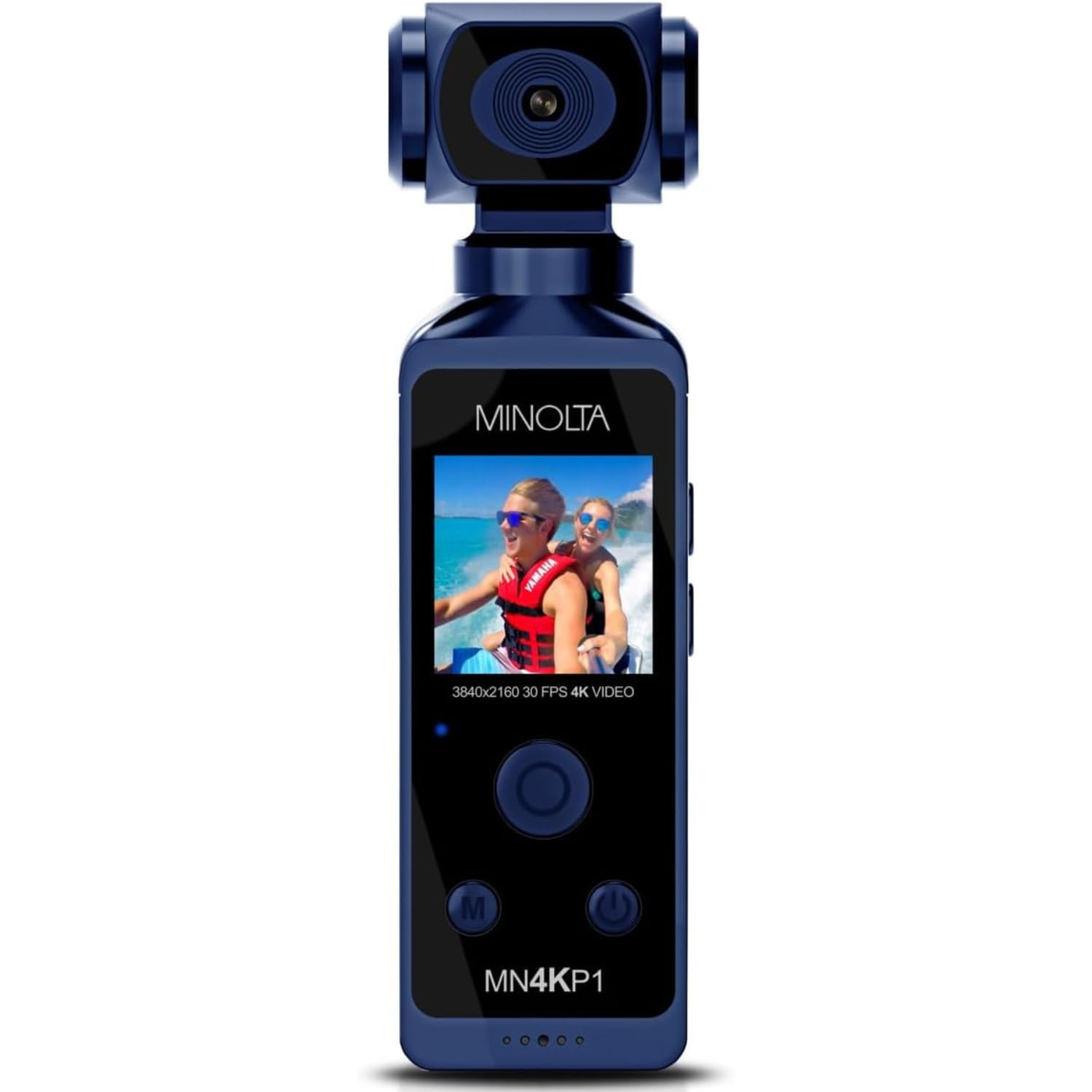 4K Ultra HD Pocket Camcorder – WiFi Enabled Action Camera with 16MP Photos, 170° Wide Angle Lens, 270° Rotating Head, Slow Motion, 1.3-inch Display - 16GB Card & Waterproof Case (Blue)