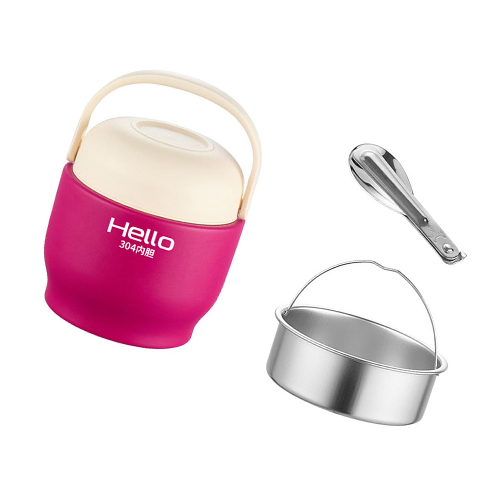 Carotoe Red 304 Stainless Steel Thermal Lunch Box Meal Preparation Container With Divided Tray For Commuters Travel Stainless Steel Bentos Box For Adults