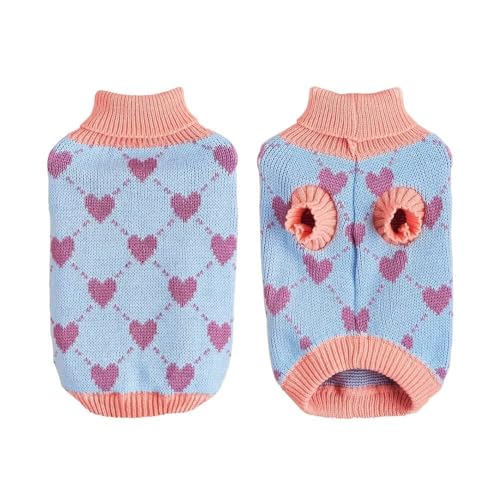 EASTLION Hundepullover,Sweater für Hunde,Rollkragenpullover mit Strickmuster,Wärmender Wintermantel für Hunde,Welpen und Katzen (XS,Blau)