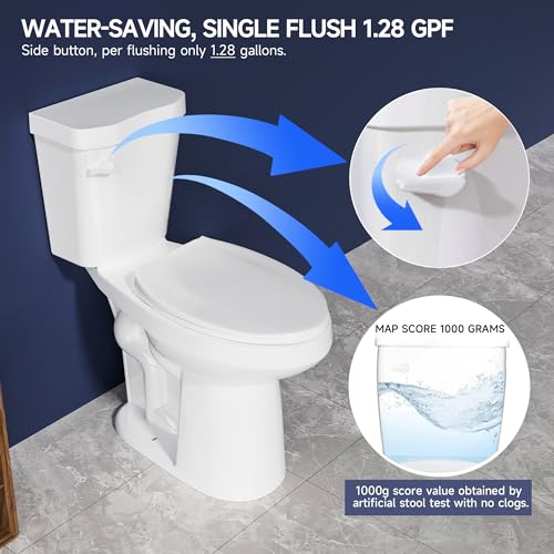 Miuara Extra Tall Toilet 21 Inch - Elongated Toilet Single Flush 1.28 Gpf,Two Piece High Toilet For Seniors, Comfort Bowl Height Bathroom Toilet For Elderly & Pregnant & Disabled & Tall,12 Inch Rough In thumb #5