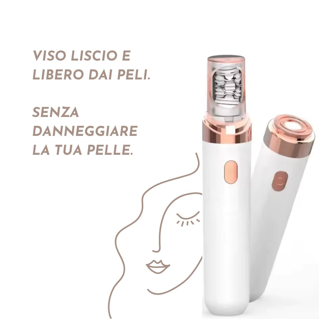 evebeauty prosilk 3.0 epilatore viso, 2 in 1 Rasoio Elettrico | Testina 2 in 1 ceramica 17mm, dischi agli ioni d’argento, ricaricabile USB-C, per mento baffetti e sopracciglia