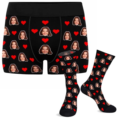 YDQHLQW Custom Face Underwear for Men Personalized Boxers Briefs with Picture for Boyfriend Husband