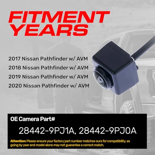 Image of Master Tailgaters Replacement for Nissan Pathfinder w /AVM (2017-2020) Rear View Backup Camera OE Part # 28442-9PJ1A, 28442-9PJ0A