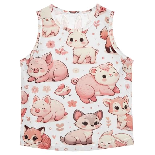 susiyo Cute Cartoon Fox Animals Boys Sleeveless Tank Top Girls Athletic T Shirt