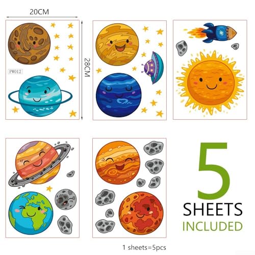 Stickers de pared planeta espacio sol 20x28cm pack 5 miniatura 2