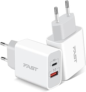 European Travel Plug Adapter, GLUGRU 2-Pack 20W Dual Port USB C Wall Charger Type C Fast Charging Block International Power Adapter US to Europe EU for iPhone 15 14 13 12 11 Pro Max XS X, Pad, Samsung