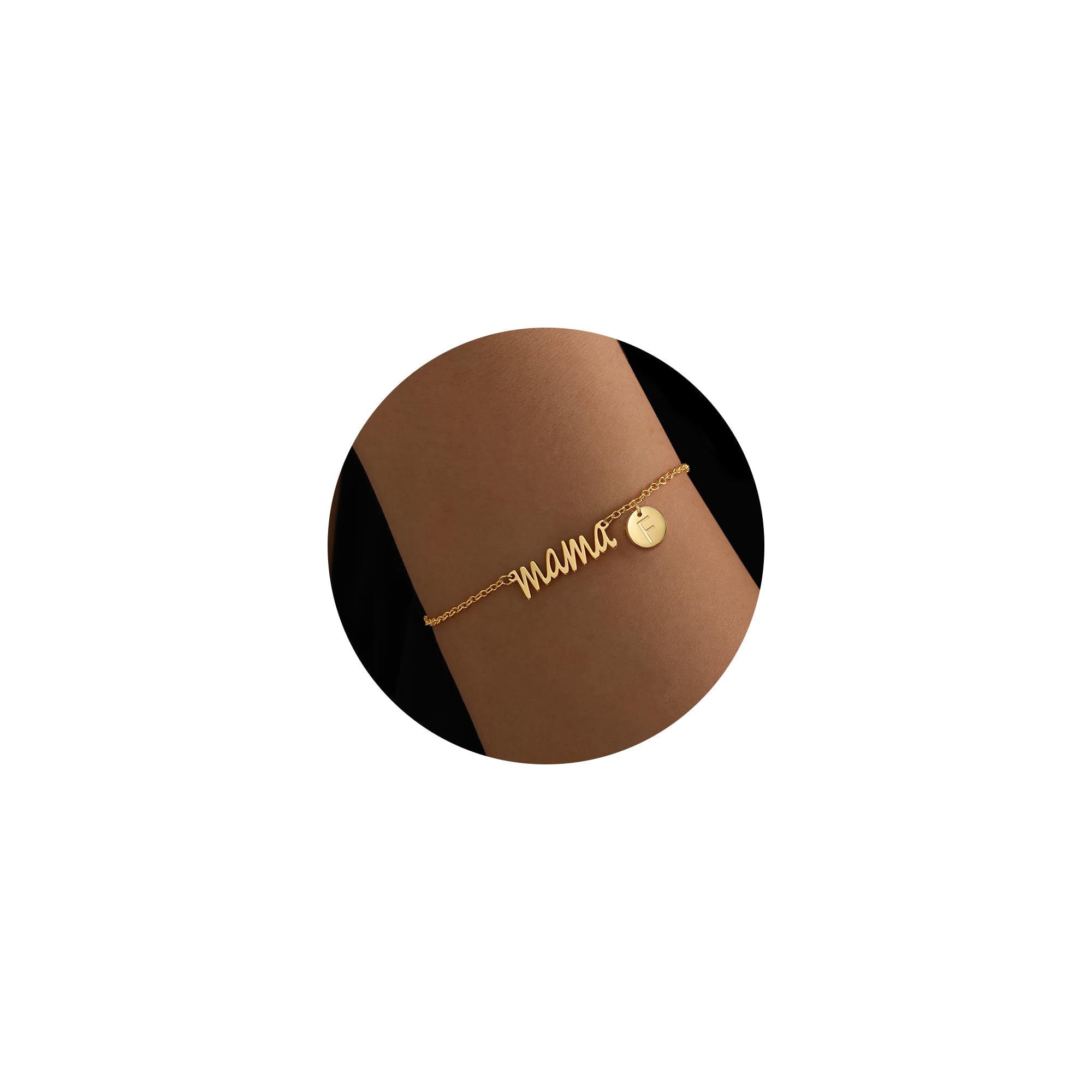 Nymerianoble Mama Bracelet for Women - Gold Initial Bracelet for Mom, Stepmom, Bonus Mom, Mother in Law, Wife