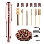 Alety Electric Nail Drill Kit, Portable Electric Nail File for Acrylic Gel Nails, Professional Nail Drill Machine Efile Manicure Pedicure Tools with Gold Nail Drill Bits for Home Salon Use M-001