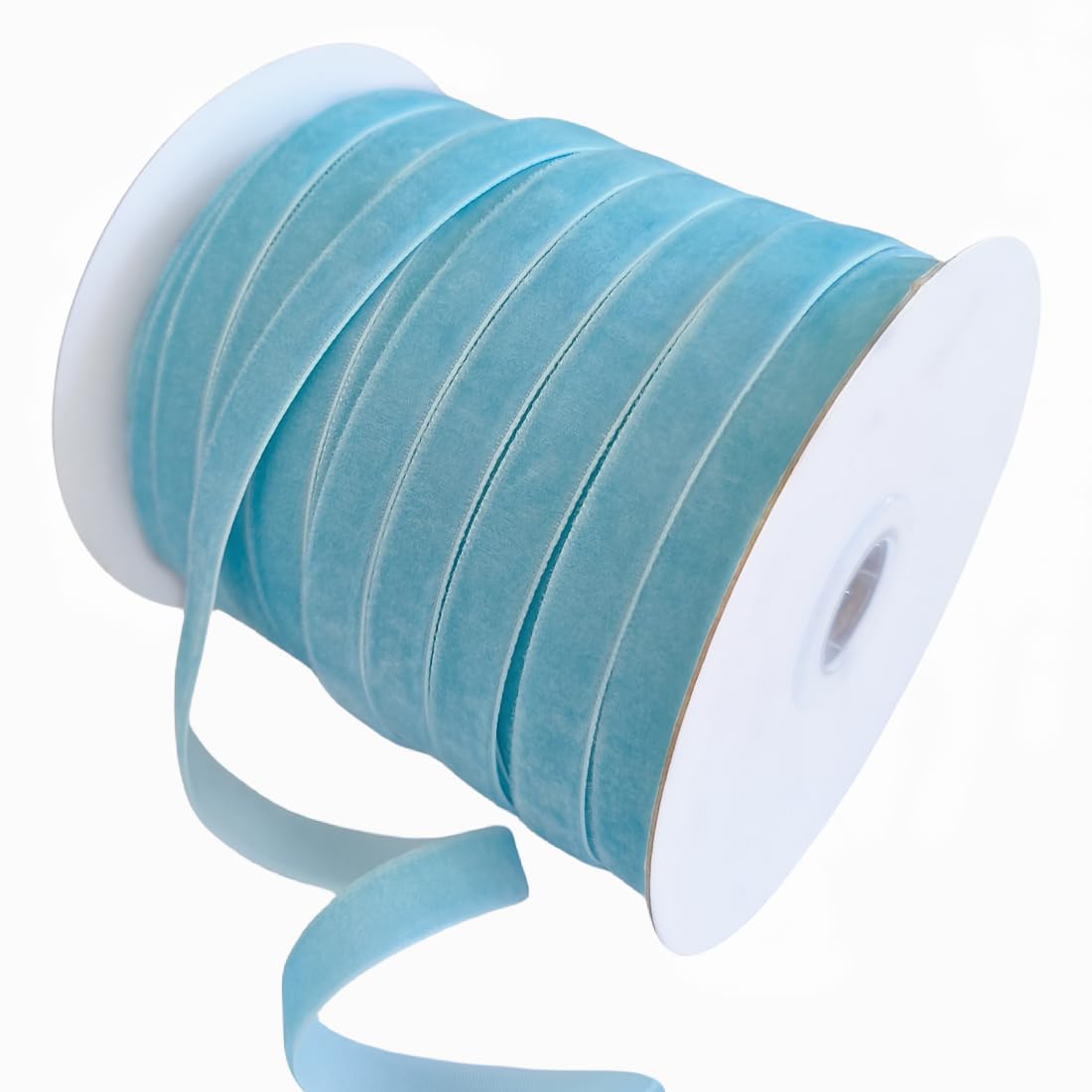 Abbaoww 50 Yards Baby Blue Velvet Ribbon 3/8 Inch for Gift Wrapping Wedding Decoration DIY Project (Baby Blue)