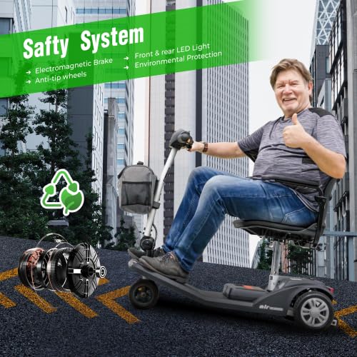 Scooter de movilidad plegable para personas mayores, 6 km/h, autonomía 15 km, batería de litio, chasis de aluminio, negro