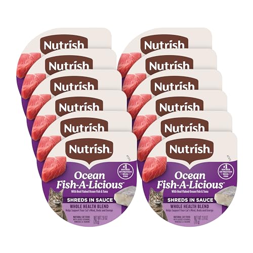 Nutrish Grain Free Wet Cat Food Ocean Fish-A-Licious Whole Health Blend with Real Flaked Ocean Fish & Tuna in Sauce 2.8 oz. Cup (Rachael Ray) (Pack of 12)