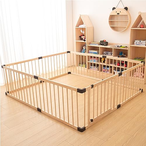 Wooden Baby Playpen with Door Large Playpen for Kids Playpen Play Yard Fence for Babies Todders Foldable Playpen Indoor Kids Safety Activity Center Playard with Locking Gate (70.86 * 78.74 * 24in)