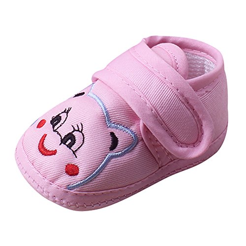 Newborn Baby Sneakers Infant First Walker Shoes Toddler Anti-Slip Soft Sole Socks Slippers (12-18 Month, Pink)