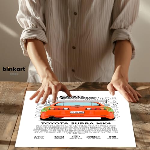 Image of BLINKART Toyota Supra MK4Car Posters Sticker Gift Items for Boys Room Wall Decor || Comes with Double-Sided Tape|| Decoration Bedroom Living Room Office Studio Decor | 12x18 In (A3) - CAR-277