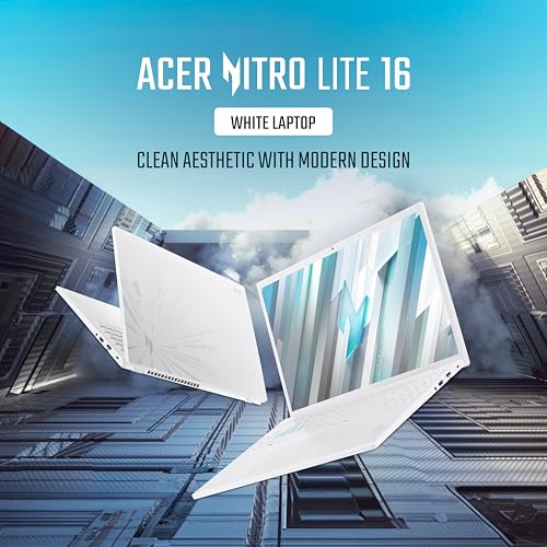 Image of acer Nitro Lite 16, 13th Gen, Intel Core i5-13420H Processor,NVIDIA GeForce RTX 4050-6 GB GDDR6, 16GB / 512 GB, 16.0 inch /40.64 cm, 165 Hz, Win 11 Home, White, 1.95 kg, NL16-71G, Backlit KB,Gaming Laptop