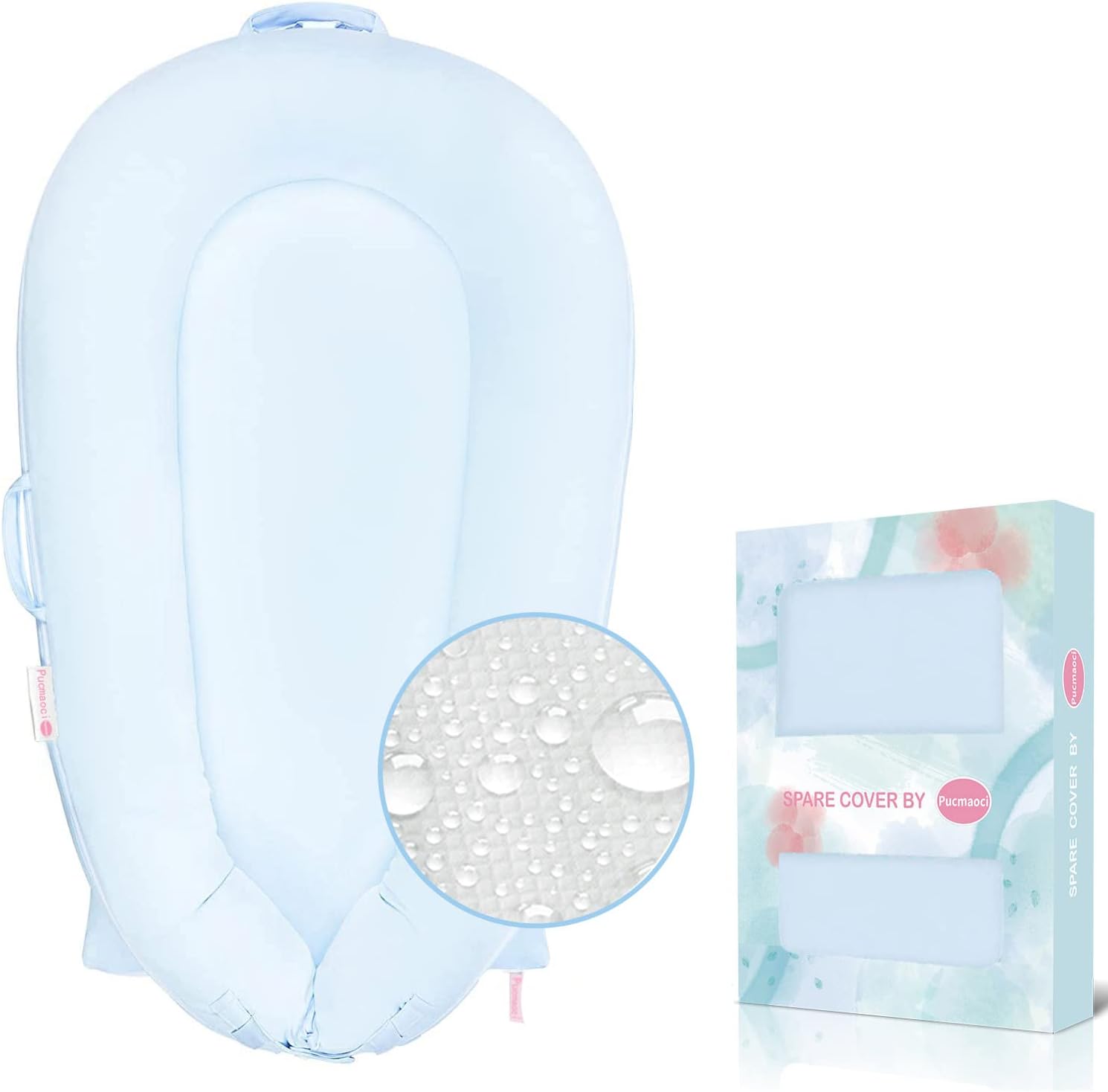 Organic Replacement Cover for Dockatot Deluxe+ Docks with Waterproof Pad Certified Organic Cotton Protects Against leaks Premium Quality Spare Cover (Cover Only) (Blue)