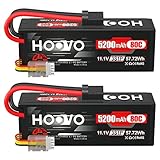 HOOVO 3S 11.1V Lipo Battery 5200mAh 80C Hard Case with TR Plug for RC Car Boat Truck Truggy Racing Hobby FPV Racing Model(2 Packs)